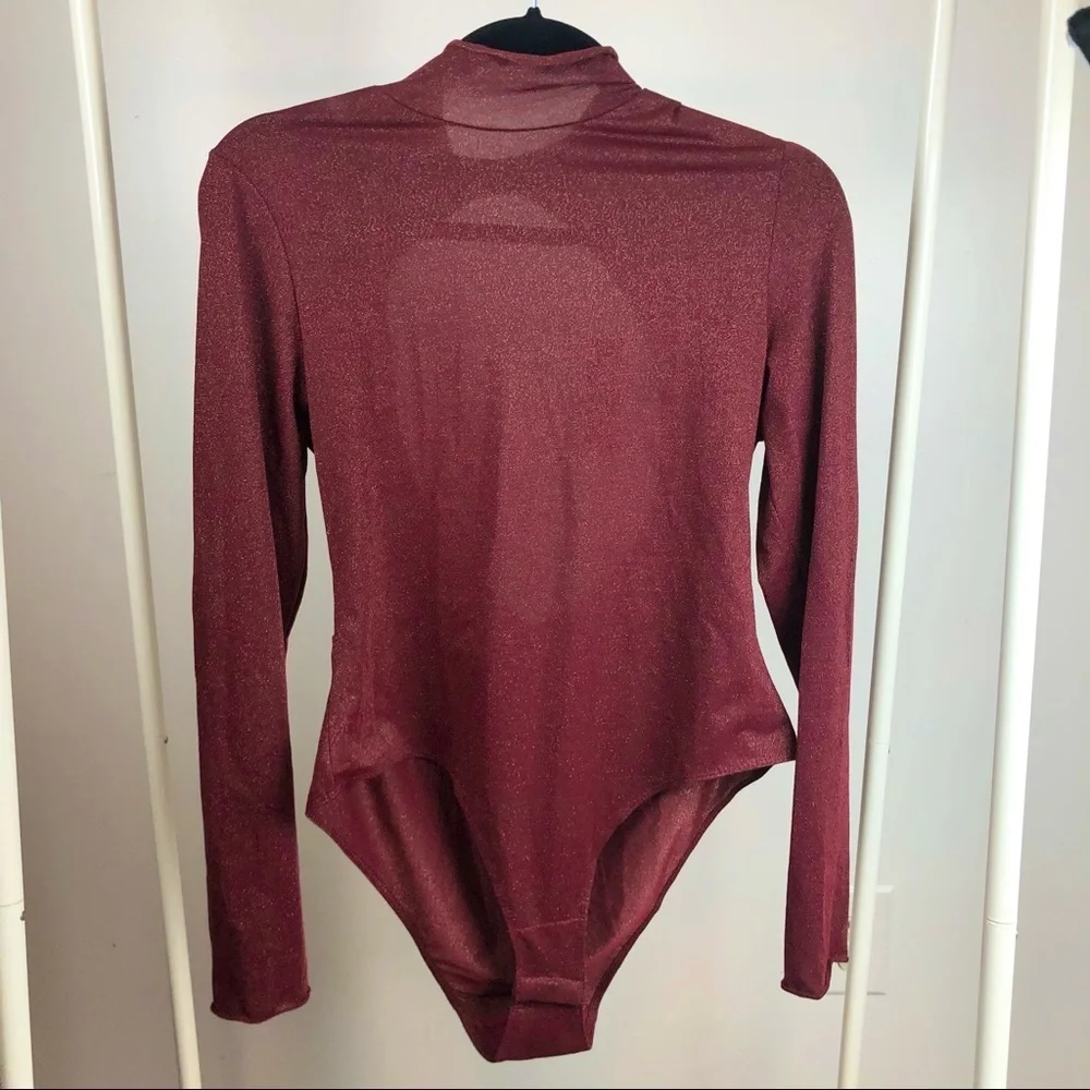 NWT Anthropologie Shimmer Open Back Bodysuit M
